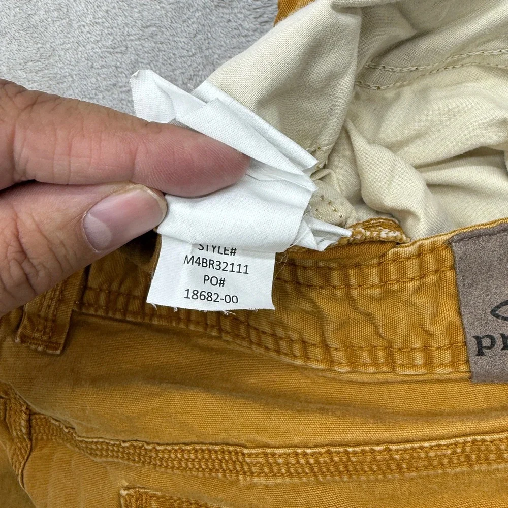 prAna Bronson Pant Mens 36x32 Brown Stretch Canvas Carpenter Organic Cotton